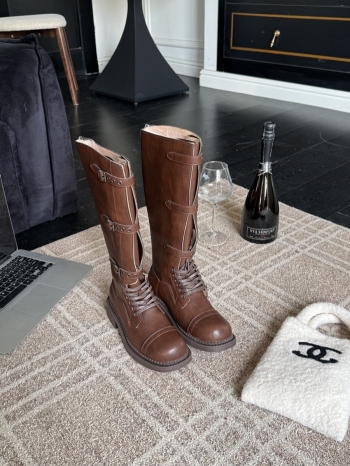 【Z830085】美拉德復古皮帶釦騎士靴