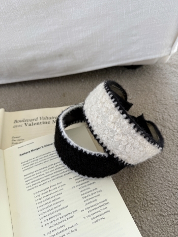 【Z830042】小香風撞色羊羔絨毛寬邊髮箍