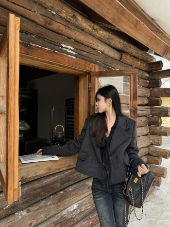 【Z830004】小香風流蘇雙面羊絨短外套