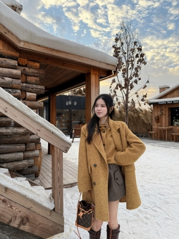 【Z830005】西裝針織領雙面羊毛大衣外套