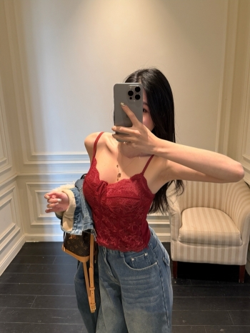 【Z830023】磨毛法式馬甲線蕾絲吊帶背心