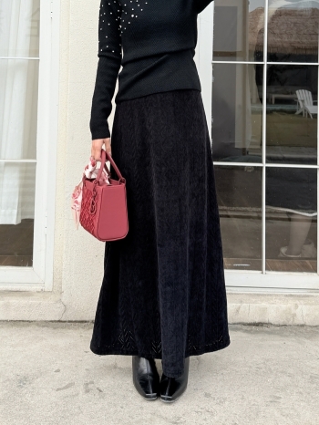 【Z830082】簡約紋理感鬆緊腰頭針織裙