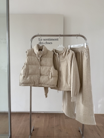 【Z829851】連帽羽絨鋪棉背心三件式休閒套裝