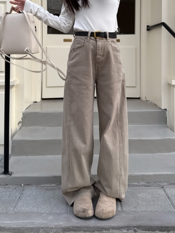 【Z830094】奶茶系立體裁剪休閒牛仔褲