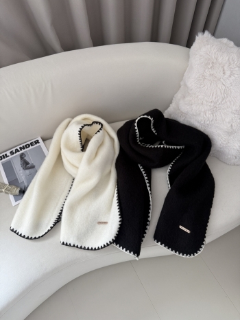 【Z830161】韓系含羊毛鎖邊仿羊絨圍巾