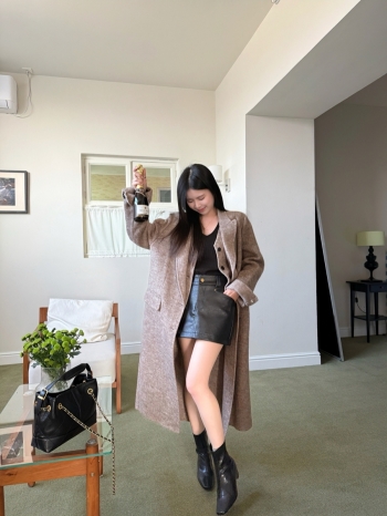 【Z830148】甜酷風復古PU皮短裙