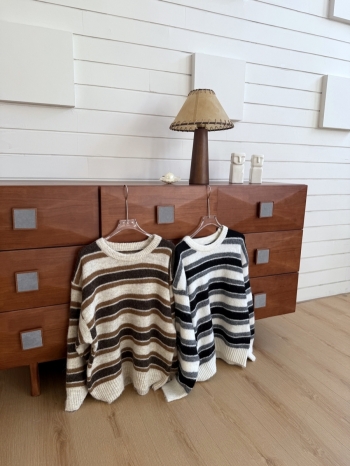 【Z830173】百搭圓領撞色條紋針織衫