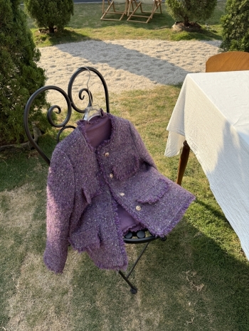 【Z830189】亮絲細閃流蘇混羽絨小香風外套 (附內搭)