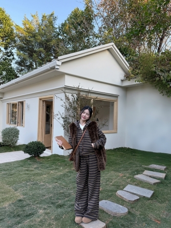 【Z830165】慵懶風條紋連帽外套休閒褲套裝