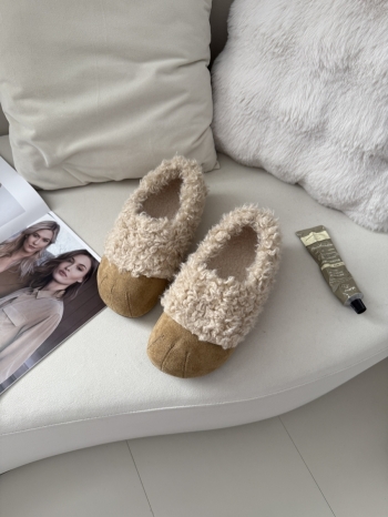 【Z830199】復古風圓頭貓爪毛絨勃肯鞋