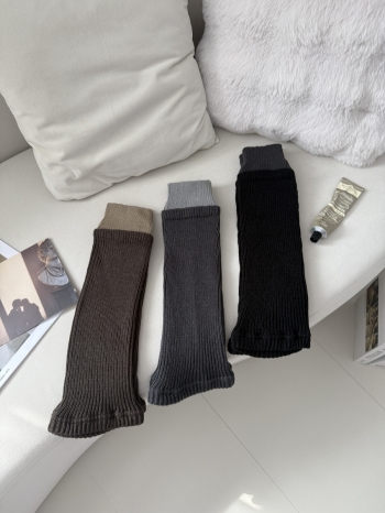 【Z830237】雙層針織撞色堆堆襪套(三入組)