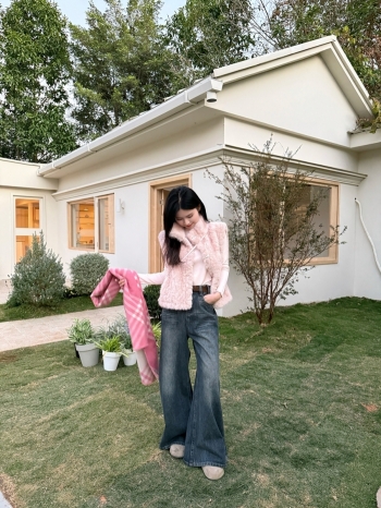 【Z830224】復古水洗窄腰擴腿牛仔褲