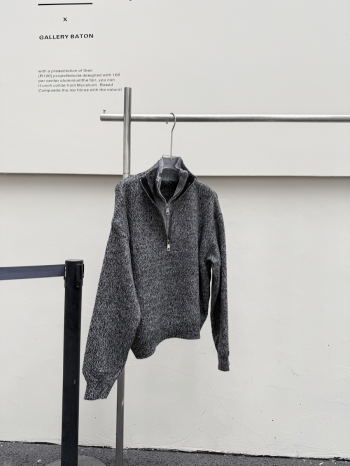 【Z830281】假兩件半拉鍊高領針織毛衣