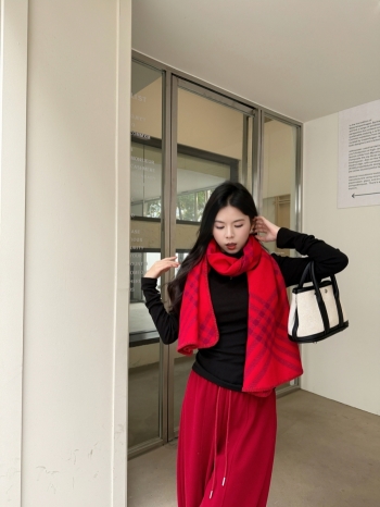 【Z830252】英倫經典格紋雙面披肩圍巾