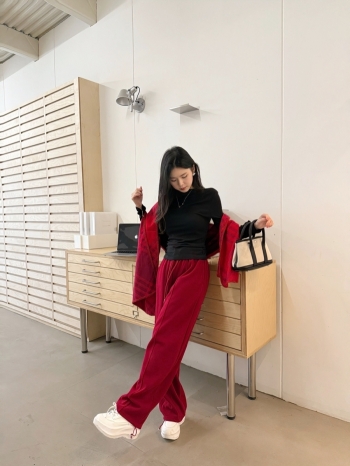 【Z830273】高腰垂感鬆緊腰抽繩休閒褲