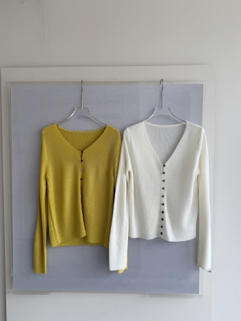 【Z830325】排釦設計長袖針織罩衫