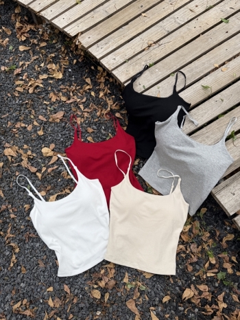 【Z830333】大U領帶胸墊細肩美背背心