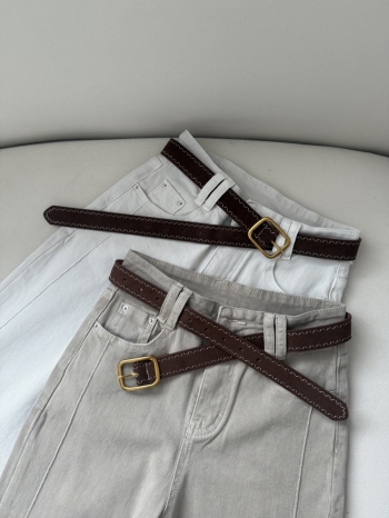 【Z830317】淺洗色闊腿直筒牛仔褲(附腰帶)