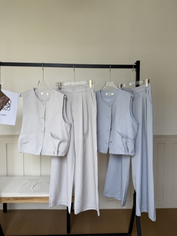 【Z830329】極簡風圓領背心休閒褲套裝