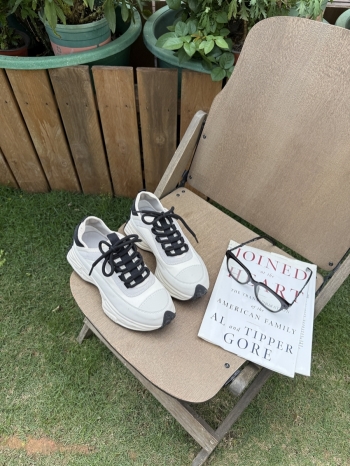 【Z830369】增高撞色綁帶真皮休閒鞋