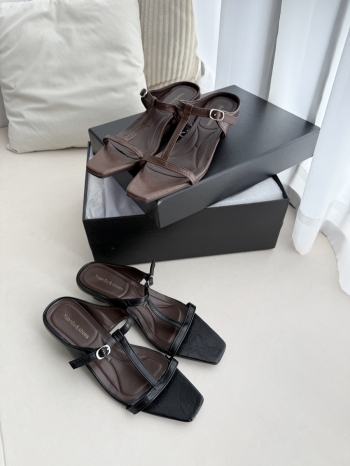 【Z830390】復古尖頭工字帶露趾涼鞋