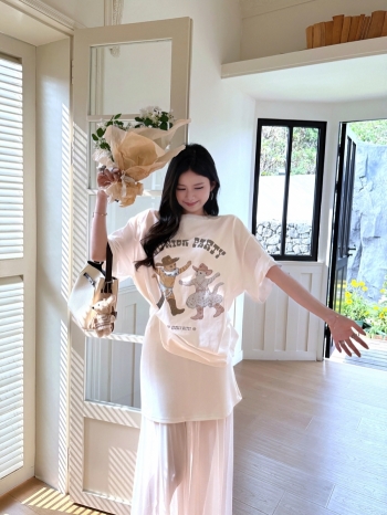 【Z830339】假兩件拼接網紗長裙