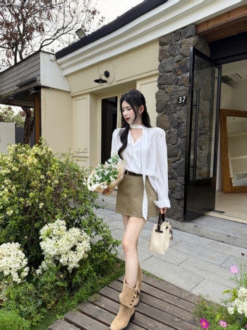 【Z830340】ins風假口袋設計感工裝短裙