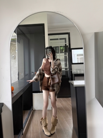 【Z830374】休閒復古格紋襯衫三件套