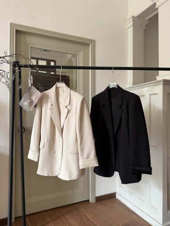 【Z830460】袖口蕾絲雙排釦西裝外套