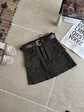【Z830417】立體口袋工裝牛仔短裙