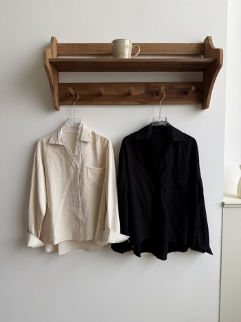 【Z830431】蕾絲花邊拼接V領長袖襯衫