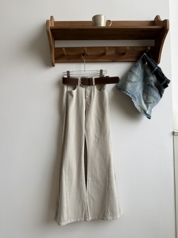 【Z830517】立體壓線直筒微喇牛仔褲(附腰帶)