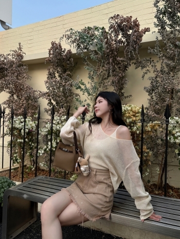 【Z830391】韓系溫柔風簍空針織罩衫+背心