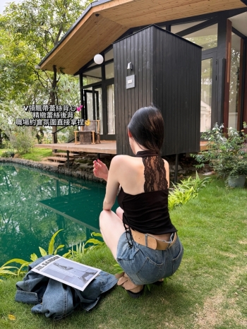 【Z830433】性感後背蕾絲透視感飄帶背心