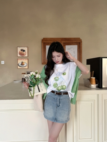 【Z830511】小清新圓領青蘋果短T