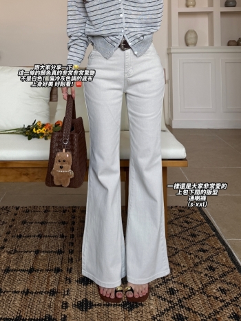 【Z830518】高腰顯瘦後翻蓋口袋闊腿牛仔褲