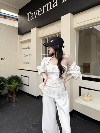 【Z830486】甜辣波點平口防曬外套休閒褲套裝