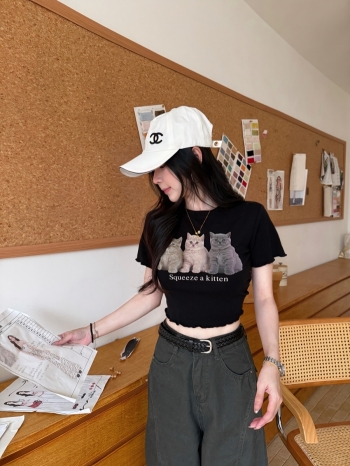 【Z830557】可愛木耳邊貓咪圖案短T