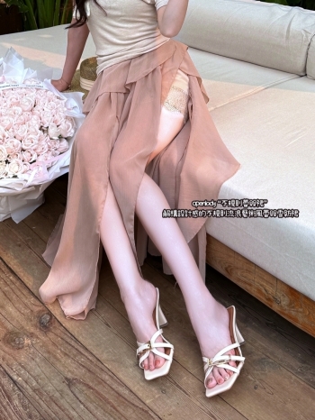 【Z830610】仙女風交叉皮帶釦細高跟涼拖鞋