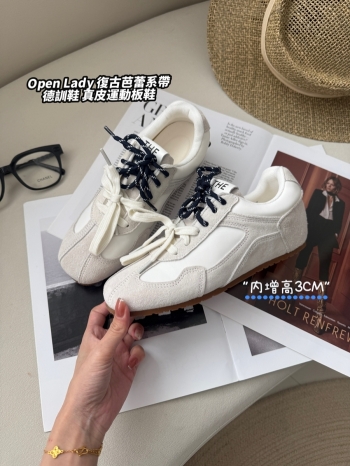 【Z830634】內增高雙鞋帶芭蕾風真皮德訓鞋