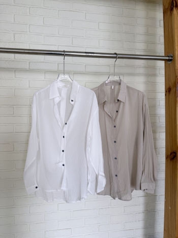 【Z830662】簡約通勤摺皺感防曬長袖襯衫