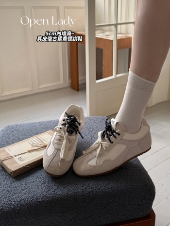 【Z830634】內增高雙鞋帶芭蕾風真皮德訓鞋