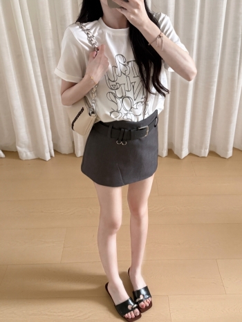 【Z830748】美式復古字母印花圓領短T