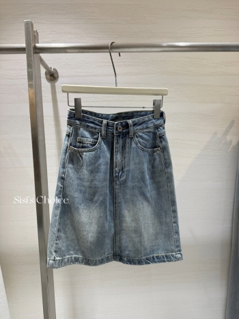 【Z830806】時尚懷舊水洗A字牛仔半裙(附腰帶)