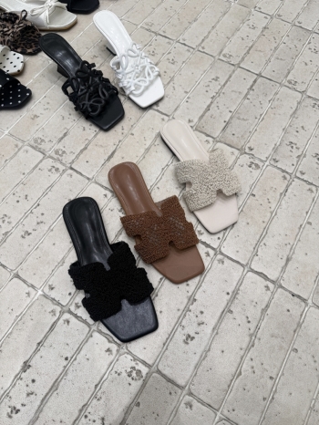 【Z830934】法式仙女風蕾絲H型平底涼拖鞋