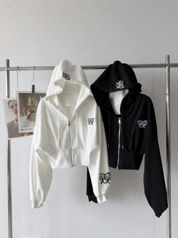 【Z831298】時尚百搭火柴人刺繡連帽外套