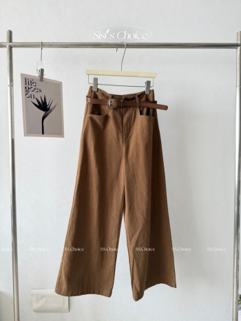 【Z831527】氣質純色顯瘦百搭直筒休閒褲(附腰帶)